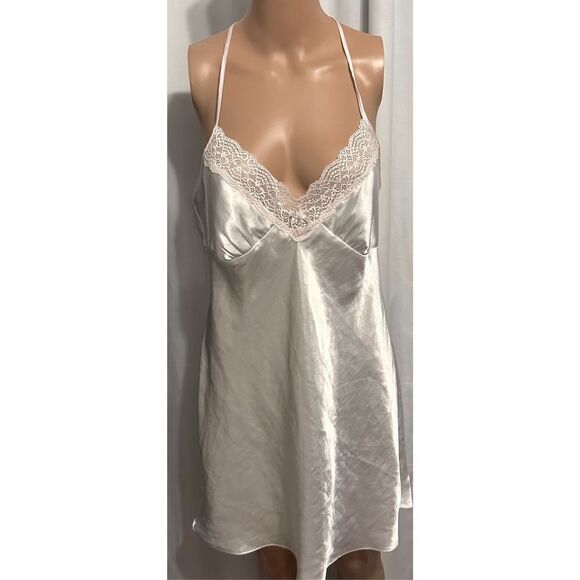 BEAUTIFUL Linea Donatella WOMEN White & Pale Pink Lace Coquette Slip size medium - Picture 1 of 5